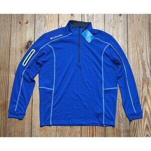 NEW Columbia Omni-Wick Shotgun 1/4 Zip Pullover Shirt Mens Large Blue Golf Top